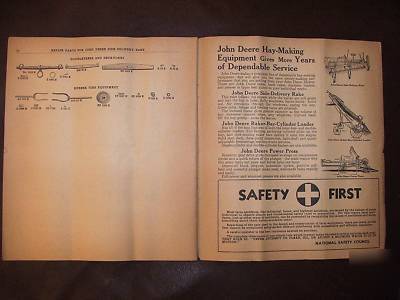 John deere vintage side delivery rake catalog manual