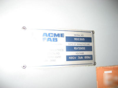New acme fab 3-stage industrial parts washer in 2002