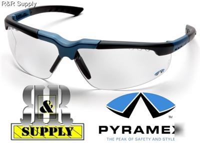 Pyramex reatta clear lens blue frame safety glasses