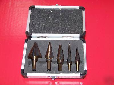 5 pc high speed steel w/ cobalt coated step drill bit 5