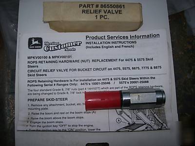 John deere skid steer/loader/8875+ circuit relief valve