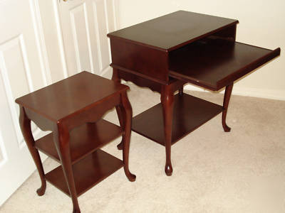 Solid cherry computer desk and printer table