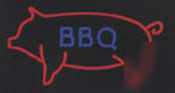 B-b-q w/picture of pig - neon- window sign