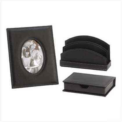 Faux leather desk accessories