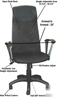 High back mesh computer office chair adjustable arms