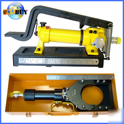Hydraulic cable cutter with foot pump hose & cases