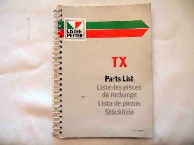 Lister petter parts list tx