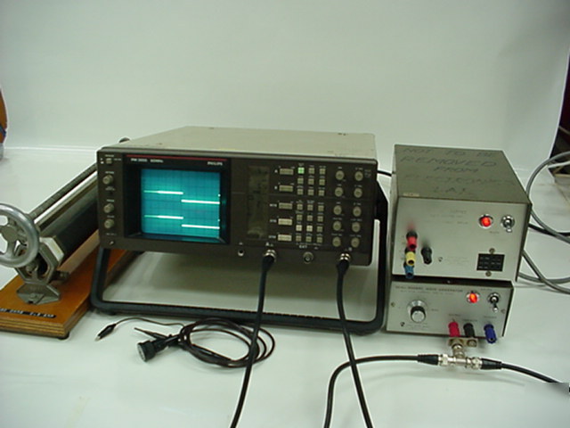 Philips 60 mhz oscilloscope + wave gen, probe, psu etc