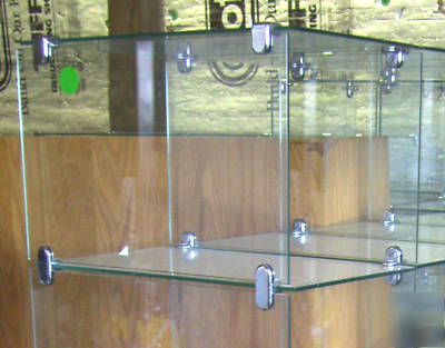 (4) 5' glass cubbies retail shelving display box cubes