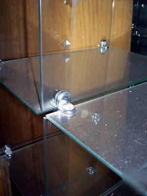 (4) 5' glass cubbies retail shelving display box cubes