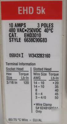 Cutler hammer 10A industrial circuit breaker EHD3010 