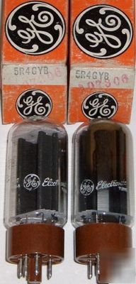 New 2 tubes = ge 5R4GYB nos brown base factory matching