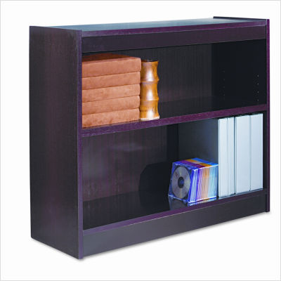 Square corner bookcase finished back 2-shelf mahogany
