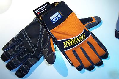 Gloves, ironclad, cold condition- reflective orange.