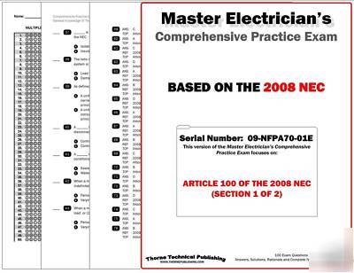 Nec master electrician exam serial number 09-NFPA70-01E