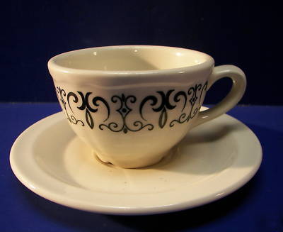 Homer laughlin black/white pattern cup & saucer