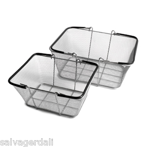 New lot of 12 silver wire mesh store shopping baskets