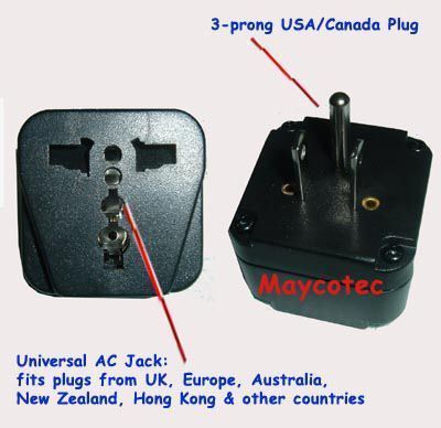 Uk europe hk australia to usa canada ac adaptor 3 prong