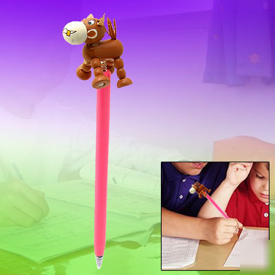 Amazing pink cute ball-pen ballpoint with brown donkey