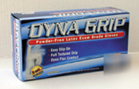 Dyna grip disposable powder free latex gloves case xl