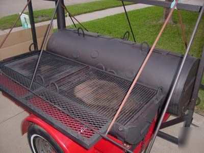 Grill & smoker catering trailer with canopy frame