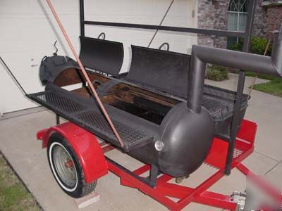 Grill & smoker catering trailer with canopy frame