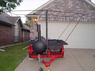 Grill & smoker catering trailer with canopy frame