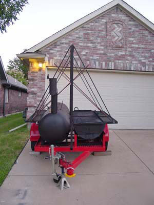 Grill & smoker catering trailer with canopy frame