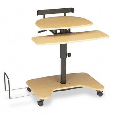 Hi-hi-lo adj pneumatic workstation teak laminate top