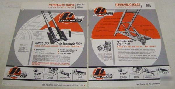 Perfection jobhandlers 1960S hoists brochure lot