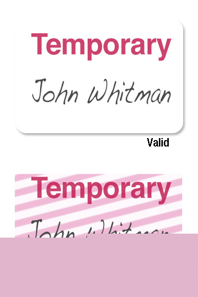 Self-expiring temporary visitor badges - manual 02004