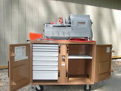 Slightly used ridgid 535 pipe threader knaack tool box