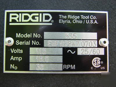 Slightly used ridgid 535 pipe threader knaack tool box