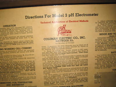 Vtg 1942 coleman electric co. electrometer model 3DPH