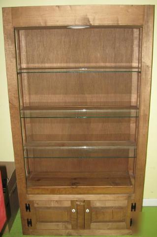 Lighted curio cabinet w/real wood & glass shelving