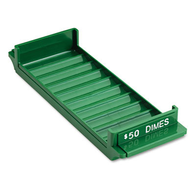 Porta-count system rolled coin plast storage tray green