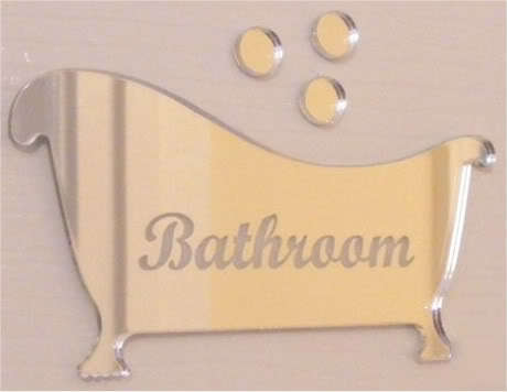 12CM engraved bath tub / bathroom mirrored door sign