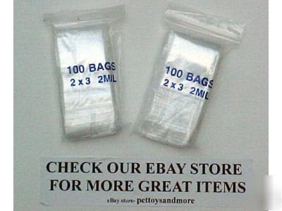 2 x 3 clear poly ziplock bags zip lock baggies 100
