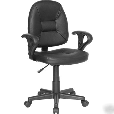 Black leather ergonomic task office chair free shipping