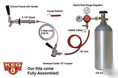 Kegerator kit 1 faucet fridge with 5# aluminum CO2 tank