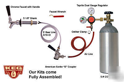 Kegerator kit 1 faucet fridge with 5# aluminum CO2 tank