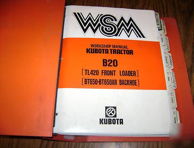 Kubota B20 tractor backhoe ldr workshop service manual