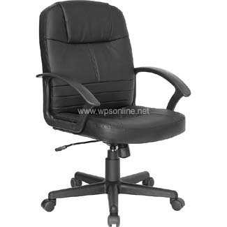 Mid back executive black leather swivel with nylon base
