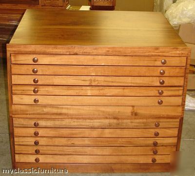 New 10 drawer flat file cabinet architect solid maple 