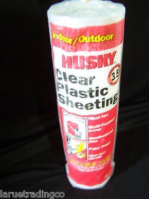 New ~husky~clear plastic sheeting~3.5MIL~10 ft x 25 ft