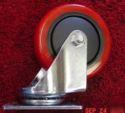 Set 4 swivel casters with polyurethane wheels 4