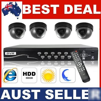 Video security kit recorder 4 cameras 72M cable h-drive