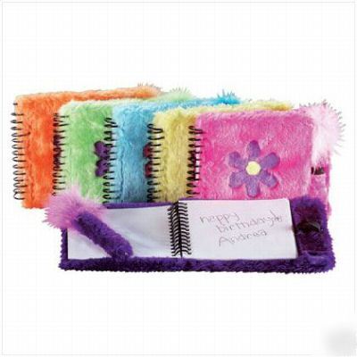 package of 6 fun fuzzy notebook & pen sets