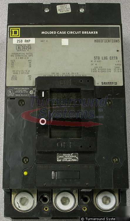 Square d LAL36250 circuit breaker, 250 amp 600 volt 3P