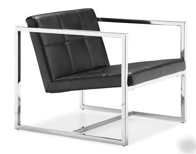 Modern black chair office seating guest chrome frame